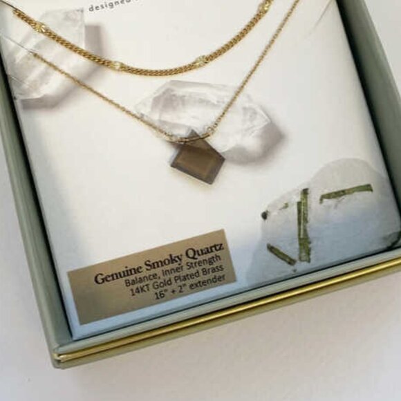 Aura Slice Gemstone Necklace - Smoky Quartz - Picture 2 of 2